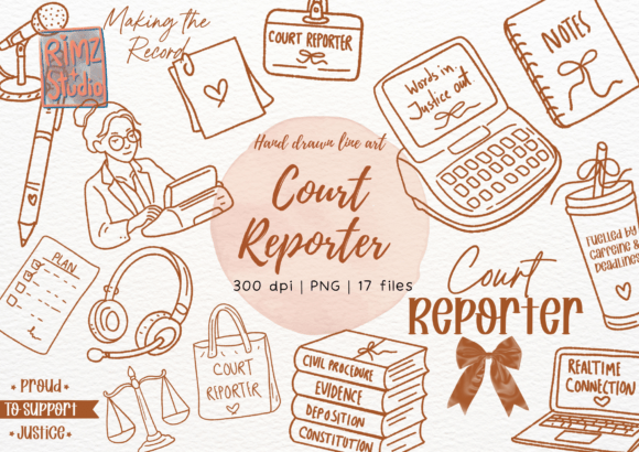 Court Reporter Hand Drawn Clipart PNG Guide