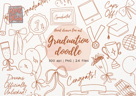Elevate Your Creative Projects with Premium Graduation Doodles Hand Drawn PNG Assets
