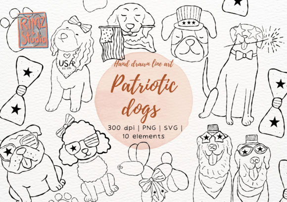 Elevate Your Creative Projects with the Patriotic Pet Dogs Hand Drawn SVG Bundle