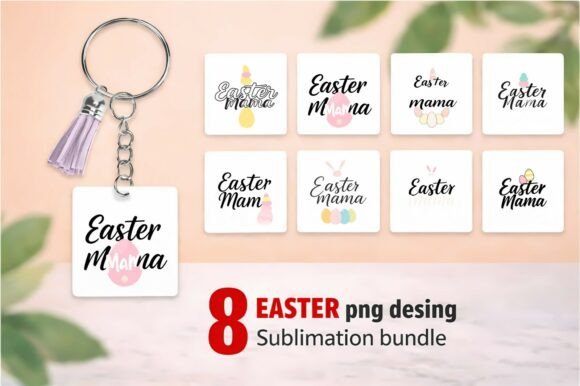 Elevate Your Spring Crafts with the 8 Easter Mama with Pastel Eggs and Bunny PNG Sublimation Bundle