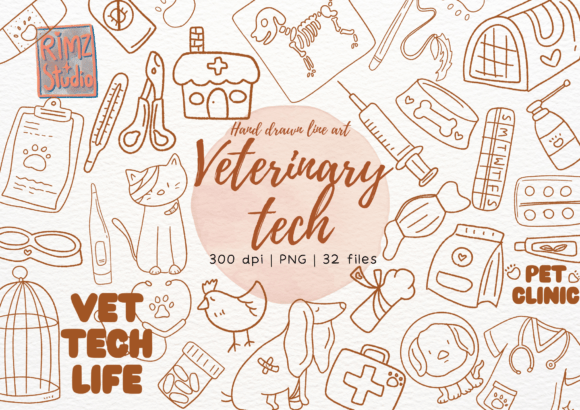 Elevate Your Veterinary Projects with Hand-Drawn PNG Elements