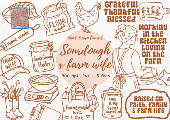 Elevating Your Creative Projects with Sourdough Farm Wife Hand Drawn Clipart