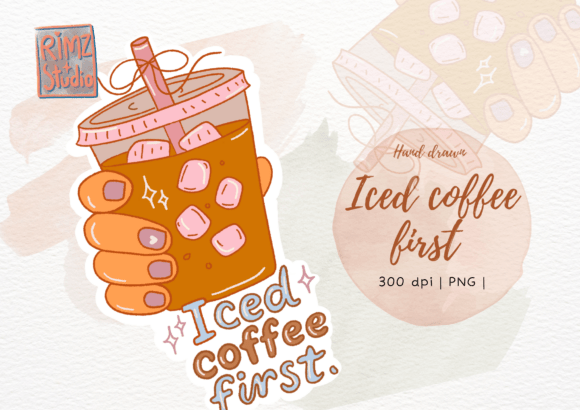 Integrating the Iced Coffee First Sticker Hand Drawn PNG into Professional Creative Workflows