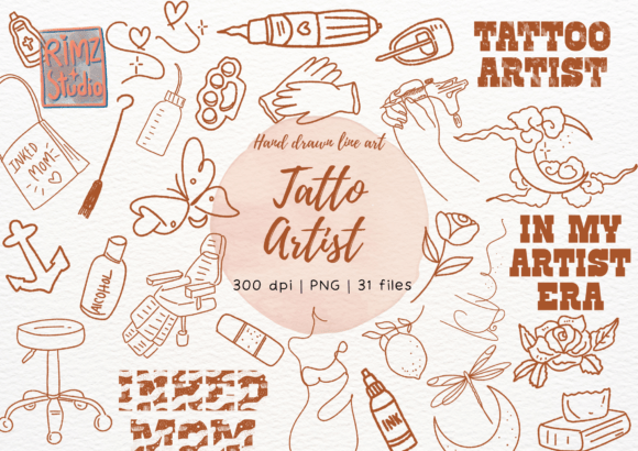 Strategic Asset Integration: Leveraging Tattoo Artist Hand Drawn Clipart Png for Brand Distinction