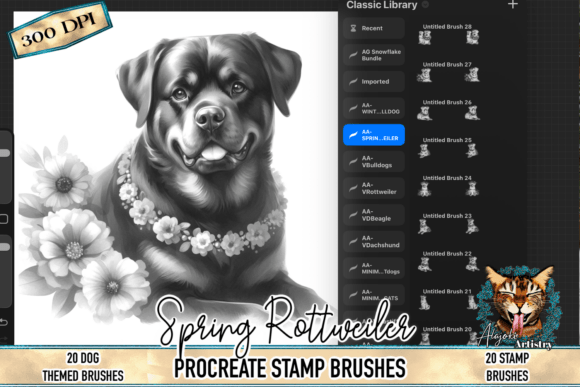 Unlock Creative Efficiency with the Spring Rottweiler Procreate Stamp Collection